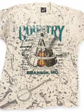Vintage 1993 Branson Missouri Country Music T-Shirt Glitter Graphic Large 90s